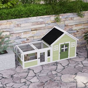 Conigliera Multicolore da 64 Pollici con Tetto in Asfalto, Ruote e Maniglia, Arredamento per Animali Domestici - Product Image 2