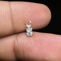 Boucles d'oreilles lapin en or massif 14 carats avec moissanite, bijoux délicats pour un usage quotidien élégant et pour les piercings