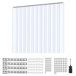 Tenda a Strisce in PVC Trasparente 96 Altezza x 84 Larghezza x 0,08 Spessore, 14 Pezzi, per Porte di Congelatori e Frigoriferi, Strisce Lisce per Divisori - Product Image 1