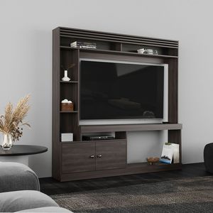Meuble TV autoportant Dante 71 Large avec bibliothèque à 8 étagères pour bureau à domicile ou salon, idéal pour l'utilisation multimédia - Product Image 1