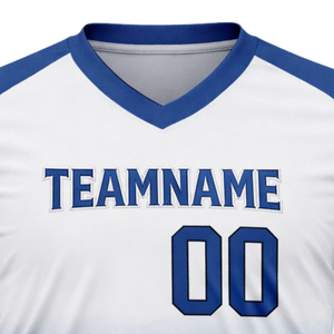 Camiseta de Béisbol Sublimada Personalizada para Hombre, Azul y Blanca, Cuello en V, Diseño de Rayo, Uniforme de Equipo, Transpirable - Product Image 4