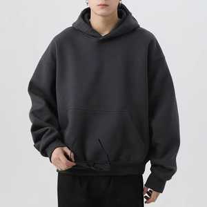 Custom Hoodies Heavyweight <b>Black</b> Fleece Hoodies Wholesale <b>Men</b> Boxy Cut <b>Hoodie</b> - Product Image 2