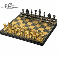 Jeu d'échecs de luxe en laiton, échecs internationaux, finition dorée et argentée brillante, forme classique, fait main, jeu de stratégie royal, décoratif pour l'intérieur