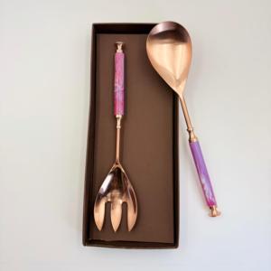 Elegante Juego de Cuchara y Tenedor para Ensalada de Acero Inoxidable con Acabado en Cobre, Calidad Premium, Diseño Elegante, Perfecto para Cenas de Lujo y Regalos - Product Image 5