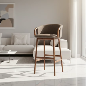 เก้าอี้บาร์ Lunor โครงไม้สักแท้  งานไม้ธรรมชาติ ดีไซน์สไตล์สแกนดิเนเวียนทันสมัย เป็นมิตรกับสิ่งแวดล้อม ทนทาน เหมาะสำหรับเฟอร์นิเจอร์ร้านกาแฟ - Product Image 4