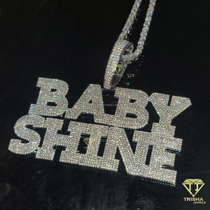 Collier personnalisé « Baby Shine » avec pendentif en moissanite, chaîne cubaine de luxe style hip-hop, bijoux scintillants - Product Image 5
