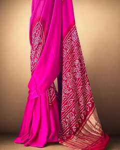 Sari Bandhani de Seda Gajji Pura de Alta Calidad – Sari Tradicional de la India para Bodas y Fiestas de la región de Gujarat - Product Image 2