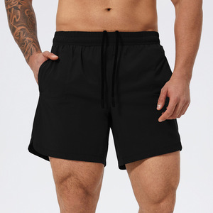 Quick Drying Breathable Skin Friendly Sports and Fitness Double-<b>layer</b> Side Pocket Men's Shorts Running Tennis Basketball Shorts - Product Image 2