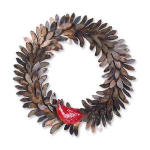 Couronne de Noël murale en métal vieilli de qualité supérieure, décor vintage en bronze avec baies, guirlande pour la maison, art mural de Noël - Product Image 5