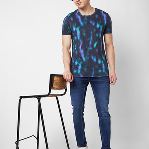 Camiseta de Manga Corta con Cuello Redondo y Estampado Tie-Dye para Hombre, Corte Ajustado, Estilo Casual, Material Transpirable de Poliéster - Product Image 2