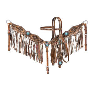 Collar de Pecho para Caballo de Cuero Decorativo con Cuentas, Collar de Pecho para Caballo de Cuero Hecho a Mano con Logotipo Personalizado Impreso - Product Image 1