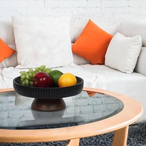 Cuenco de madera estilo antiguo apto para alimentos, ideal para ensaladas de frutas, patatas fritas, alimentos secos, o como cuenco decorativo para mesa de centro o exhibición en la cocina. - Product Image 3