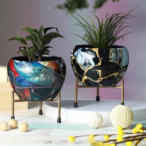 Beautifully Crafted By KRAFT WORLD Metal Flower <b>Pot</b> for Desk and Tabletop Decoration Indoor Iron Planter <b>Pot</b> - Product Image 6