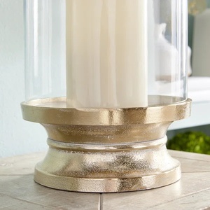Glass <b>Hurricane</b> Candle Holder with Gold Metal Base Elegant Cylinder Pillar Candle <b>Lantern</b> for Wedding Centerpiece & Home Decor - Product Image 2