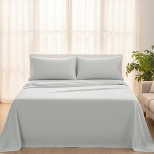 Drap de lit en bambou 300TC, uni, doux et agréable pour la peau, idéal pour les chambres d'hôtel, les chambres parentales, les chambres d'enfants et l'usage domestique - Product Image 2