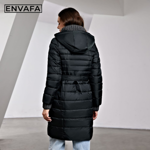 ENVAFA Women's Full Length Duck Down <b>Coat</b> Hooded Long Puffer Jacket Warm <b>Thick</b> Windproof <b>Winter</b> Parka Ladies Outdoor Outerwear - Product Image 2