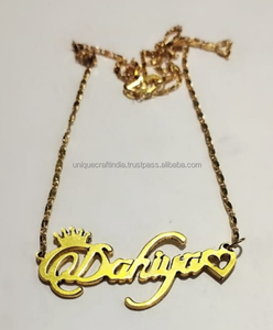 Collares con Colgantes de Nombre de Latón de Alta Calidad, Chapados en Oro, Joyería Vintage para Mujer, Los Mejores Collares, Colección Geométrica, Artesanía en Metal - Product Image 4