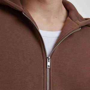 Sudadera con Capucha Casual para Hombre, Color Marrón Sólido, Felpa Francesa, Manga Larga - Product Image 4