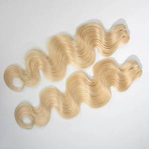 Extensions de cheveux humains blonds ondulés, Remy, double trame, tissage à la machine - Product Image 1