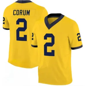 2026 Ingrosso per College 2 Blake Corum 9 J.J. McCarthy F.<span class=keywords><strong>U</strong></span>.<span class=keywords><strong>S</strong></span>.E. Maglie da Calcio Corte con Cuciture Blu <span class=keywords><strong>Navy</strong></span> Edizione Limitata per Giocatori - Product Image 4