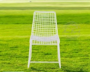 Modern Metal Accent Chair with <b>Cushioned</b> Seat Ergonomic Grid <b>Back</b> Design Durable Stylish Seating for Living Room Bedroom and Caf - Product Image 5