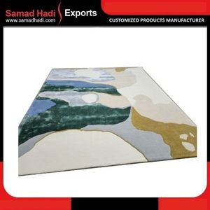 Alfombra de Lana Hecha a Mano por Fabricante Indio, Diseño Moderno Bordado, Alfombra de Oración de Lujo, Venta al Por Mayor Directa de Fábrica - Product Image 6