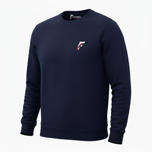 FYTNEX APPAREL Men's Crew Neck <b>Sweatshirt</b> Solid <b>Navy</b> Blue 100% Cotton Fleece Eco-Friendly Regular Fit Casual Pullover Winter - Product Image 1