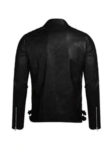 Chaqueta de cuero para hombre con cremallera cruzada estilo motero - Product Image 2
