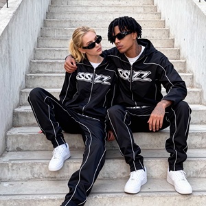 Conjunto Deportivo de Dos Piezas Unisex con Logotipo Personalizado, Pantalones de Nylon Holgados, Traje Deportivo de Nylon y Algodón Personalizado para Hombre, Venta Caliente 2026 - Product Image 1