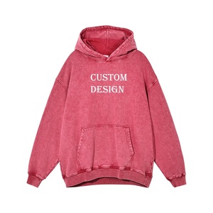High Streetwear Hombres Heavyweight Sudadera con capucha de gran tamaño Personalizada Vintage Acid Wash Look 100% Algodón para el invierno - Product Image 2