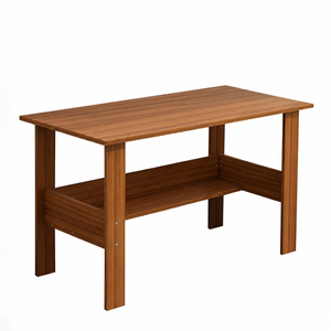 Bureau d'ordinateur moderne en bois avec étagère de rangement à un niveau, table d'étude pour ordinateur portable, poste de travail pour la maison, le bureau ou les étudiants - Product Image 3