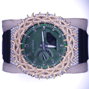 Montre de luxe Hip Hop en gros, entièrement sertie de Moissanite VVS couleur D, style Bustdown, avec cristal saphir, cadran numérique, bracelet en caoutchouc, certifiée GRA - Product Image 1