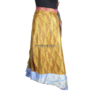 New Indian Women's Reversible Vintage Silk Magic <b>Wrap</b> <b>Skirt</b> Women Wear Vintage Silk Sari Long Length <b>Wrap</b> <b>Around</b> <b>Skirt</b> 2 Layer - Product Image 3