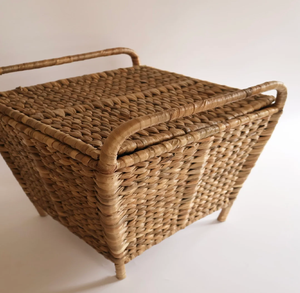 Elegant square Tapered <b>Bamboo</b> Waste <b>Basket</b> Intricate Two-tone Geometric Pattern Eco-Friendly Hanging Storage for Hotels - Product Image 2