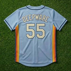 Impression par sublimation du nom et du numéro de l'équipe Chemises en jersey de baseball personnalisées hip hop à séchage rapide - Product Image 2