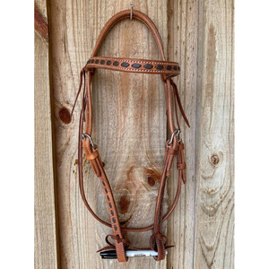 Juego de cabezada y pechera de cuero genuino 100% de calidad superior con adornos de tachuelas para productos ecuestres - Product Image 1