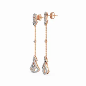 Luxe Lab Grown <b>Diamond</b> Drop <b>Earrings</b> in 18K Rose Gold 126 Pieces IGI Certified Round Pear & Princess Cut for Women - Product Image 2