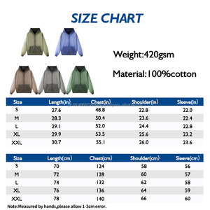 OEM ODM logotipo personalizado de alta calidad suave francés Terry 420G 100% algodón de peso pesado de los hombres de gran tamaño lavado con ácido cremallera Sudadera con capucha para hombres - Product Image 3