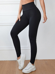 Leggings de yoga décontractés en coton pour femmes, multicolores, unis, doux, longueur cheville, coupe ajustée basique, pour le quotidien et la détente, personnalisables, vente en gros - Product Image 5