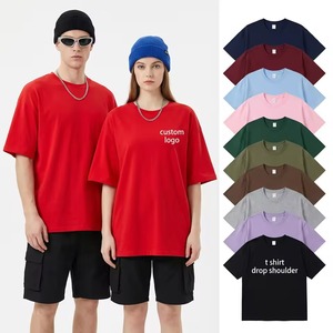 T-shirt pour homme 100% coton anti-plis, manches courtes, col rond, respirant, tricoté, XL, uni, décontracté, streetwear, tissu 320 grammes - Product Image 5