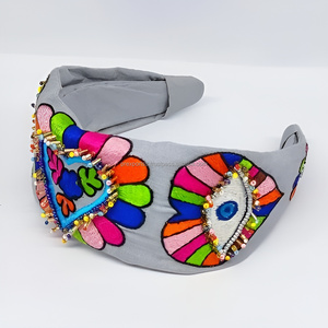 Venta al por mayor a granel personalizado tela bordada diadema hecho a mano moda accesorio para el cabello hermosas flores diadema personalizada - Product Image 4