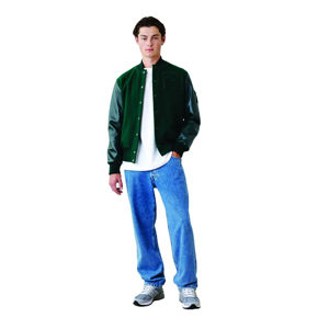 Custom 100% <b>Wool</b> Breathable V-neck Baseball Jacket Men Street Style Chenille Embroidery Front Crystal <b>Pink</b> Varsity Crop Jacket - Product Image 3