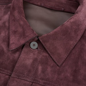 Camisa Chaqueta de Gamuza Borgoña para Hombre, Cuello Camisero, Cierre de Botón, Estilo Casual para Invierno - Product Image 4