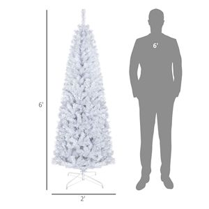 Albero di Natale a Matita Pre-Illuminato da 1,8 m con 618 Punte Luminose Bianco Caldo, Decorazione Bianca per Interni Casa e Feste, Supporto Incluso - Product Image 3