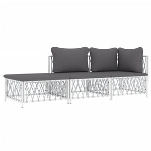 Set Lounge da Giardino Bianco e Grigio Scuro - Product Image 3