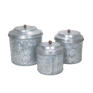 Recipiente de Almacenamiento de Alimentos de Metal Estilo Americano con Tapa de Madera, para Cocina - Product Image 2