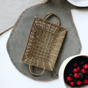 Cesta de pícnic de mimbre natural rectangular hecha a mano de mimbre tejido al por mayor con asas para frutas exhibición de flores cocina de mesa - Product Image 3