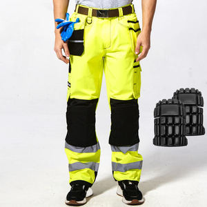 Waterproof Premium Quality Hi-Vis Neon Yellow Workwear Durable Construction Safety Pant with Reinforced Knees and Holster Pocket - Product Image 1