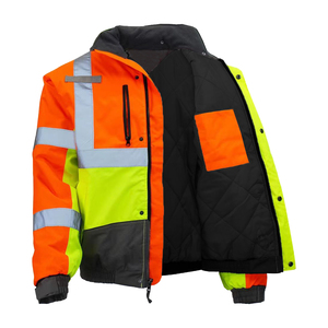 Zipper Closure Factory Price Polyester Knitted Fabric 320g High Visibility Customized Safety Jacket - Product Image 3