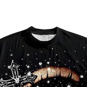 T-shirt surdimensionné à épaules tombantes pour hommes, en coton uni, avec strass de haute qualité, impression de logo personnalisée, vente en gros, vêtements pour hommes - Product Image 5